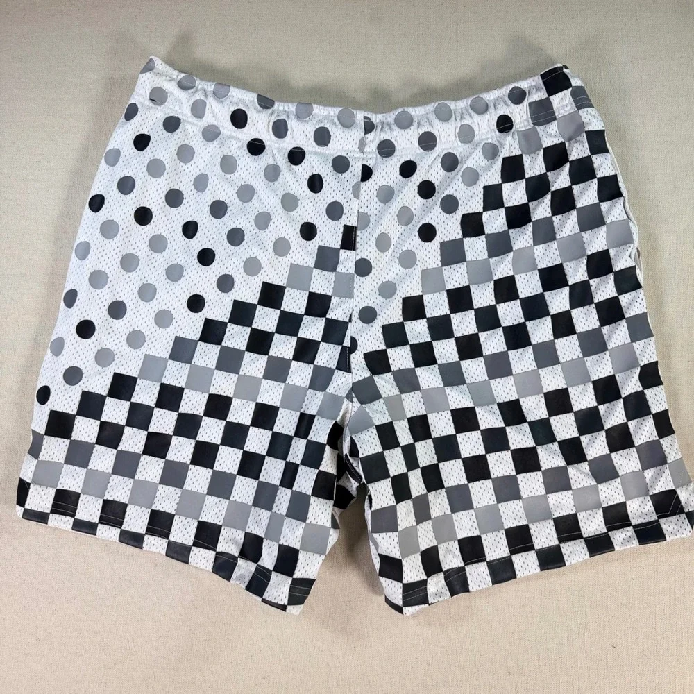 Jordan Nike Air Mens Shorts XL Checkerboard Polka Dot White Black Heavy Weight